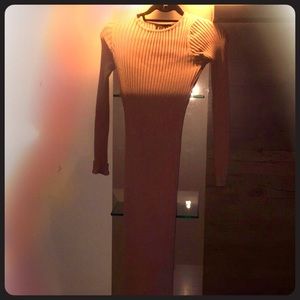 Ribbed tan maxi bodycon dress